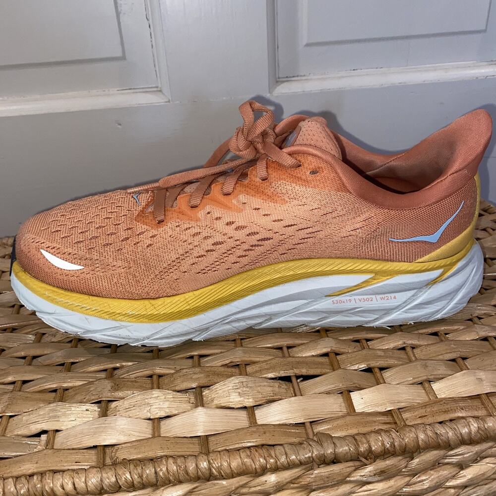 HOKA One One Clifton 8 Women 10.5 Wide Sun Baked Shell Coral Run Walking Shoes - Picture 10 of 15